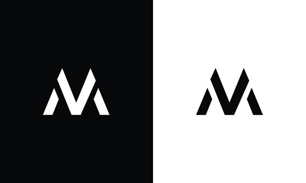 Stylish modern attractive elegant MV, VM, M business brands black and golden color initial based letter icon logo.
