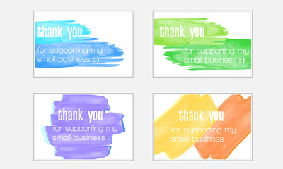 Set of vector thank you cards using watercolor brush.