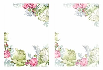 watercolor flowers background frame