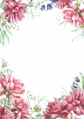 watercolor flowers background frame