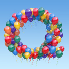 Letter Q from balloons in the sky. Text letter for  holiday, birthday, celebration.