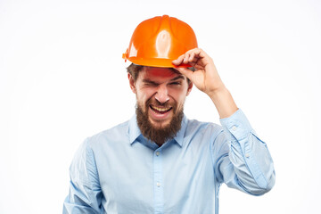 bearded man work in the construction industry success isolated background