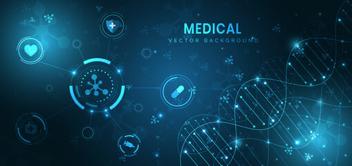 Medical technology and science concept and health care icon pattern background.