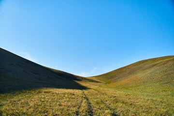 View of the Long Mountains Ridge. The beginning of the Ural mountains. Orenburg region. High quality photo