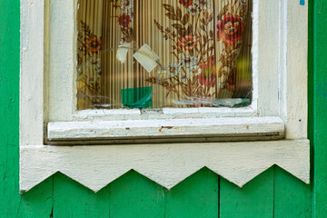 Window of the green wood house
