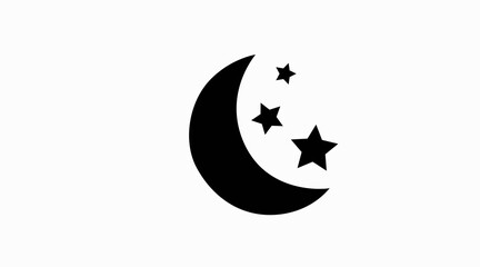 Night Icon. Vector isolated flat editable illustration of moon and starsshield