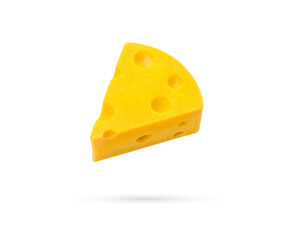 Yellow cheese on isolated white background