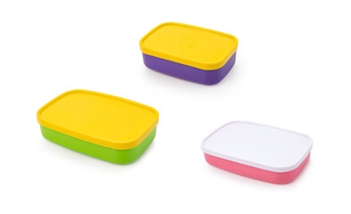 Full color Plastic food box on isolated white background