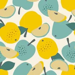 Gardinen Küche Muster  Vector seamless pattern with apples. Trendy hand drawn print. Modern abstract design for paper, cover, fabric, interior decor and other users.  © Jellicle