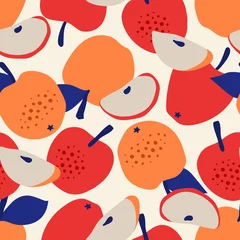  Vector naadloos patroon met appels. Trendy handgetekende print. Modern abstract ontwerp voor papier, omslag, stof, interieur en andere gebruikers. © Jellicle