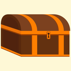 An old wooden chest. Vector illustration on the theme of the interior.