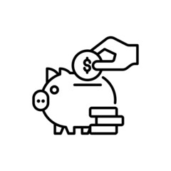money saving vector outline icon style illustration. EPS 10 File