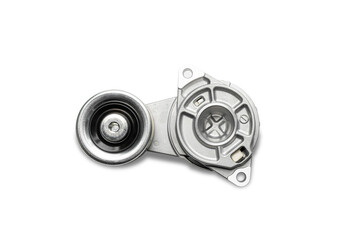 Top view of Belt Tension Pulley of car engine in white background for auto part