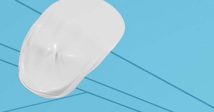3d render with a white deflated ball on a blue surface