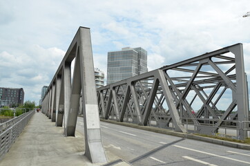 modern building and bridge in Hafencity