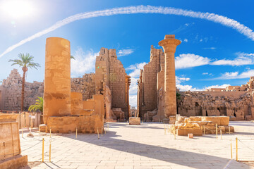 The Great Hypostyle Hall of the Karnak Temple, famous ancient place of visit of Luxor, Egypt