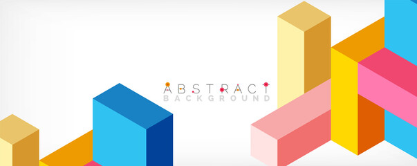 Obraz premium Abstract background. 3d cubes, cubic elements and blocks. Techno or business concept for wallpaper, banner, background, landing page