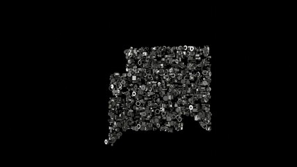 Fototapeta premium 3d rendering mechanical parts in shape of symbol of rectangular chat bubbles isolated on black background