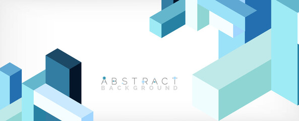 Abstract background. 3d cubes, cubic elements and blocks. Techno or business concept for wallpaper, banner, background, landing page