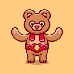 Obraz premium cute bear wins boxing match