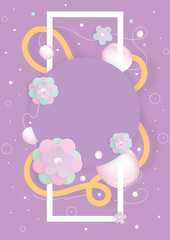 Floral Poster, Invitation or Postcard Design Template with Copyspace. Greeting or Celebration Banner, Spring or Summer Layout