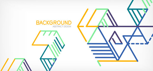 Abstract background. Color lines on white background. Linear abstract composition. Techno or business concept for wallpaper, banner, background, landing page