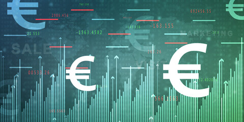 2d rendering Stock market online business concept. target on business Graph with euro sign