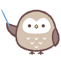 差し棒で案内するフクロウ