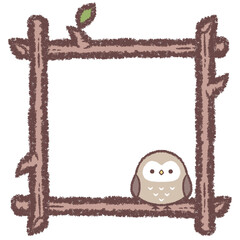 フクロウと木の枝のフレーム