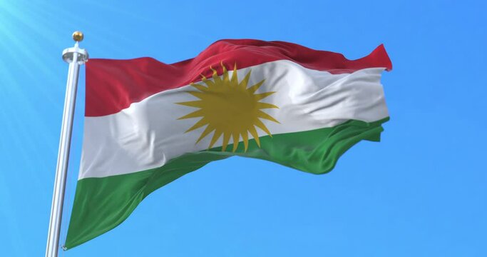 Kurdish people flag. Loop