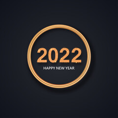 Gold glitter 2022 numbers happy new year on the background Vector Vector