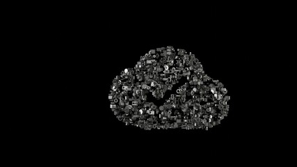 3d rendering mechanical parts in shape of symbol of check isolated on black background