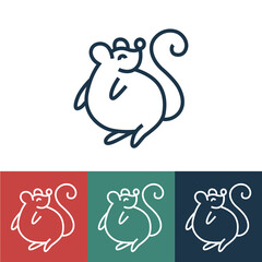 Linear vector icon with fat mouse