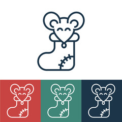 Linear vector icon with mouse in sock