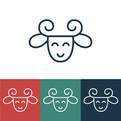 Linear vector icon with sheep face