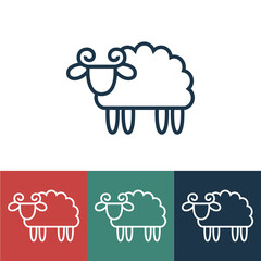 Linear vector icon with sheep in profile