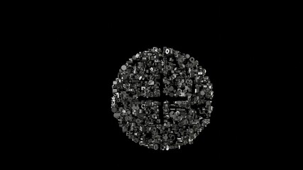 3d rendering mechanical parts in shape of symbol of plus isolated on black background