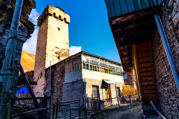 Svan towers in Ushguli, Upper Svaneti, Georgia