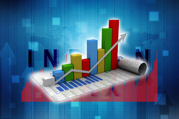 3d rendering Stock market online business concept. business Graph 