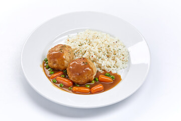 meatballs with rice and vegetables