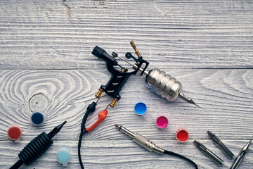 Tattoo machine, tools and supplies - 450978574