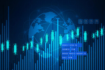 2d rendering Stock market online business concept. business Graph 
