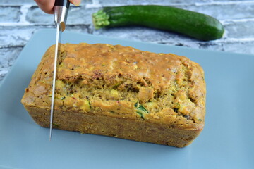 Homemade gluten free walnut zucchini loaf bread 