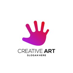Fototapeta na wymiar Hand logo colorful modern gradient