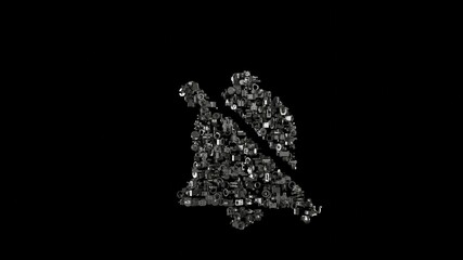 3d rendering mechanical parts in shape of symbol of sound isolated on black background