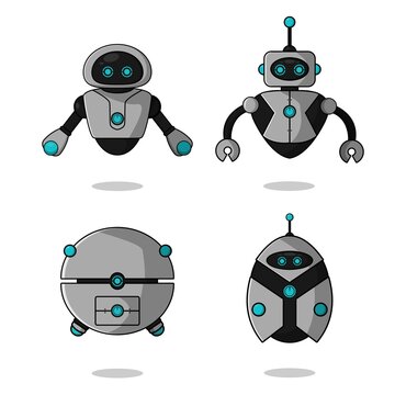 Cute Flying Robot Mascot Set