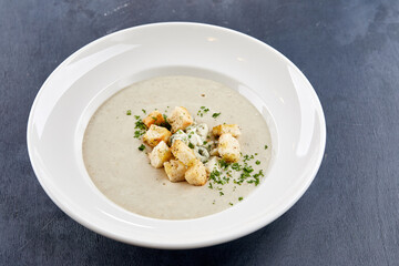 cream soup on the black background