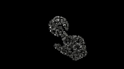 3d rendering mechanical parts in shape of symbol of tap isolated on black background