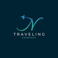 Initial Letter N Travel Logo Design