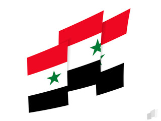 Syria flag in an abstract ripped design. Modern design of the Syria flag.